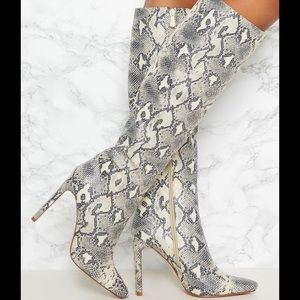 SNAKESKIN KNEE HIGH BOOTS
